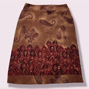 Requirements Petite Brand Midi A-Line Part-Paisley Print Skirt | Size 14P